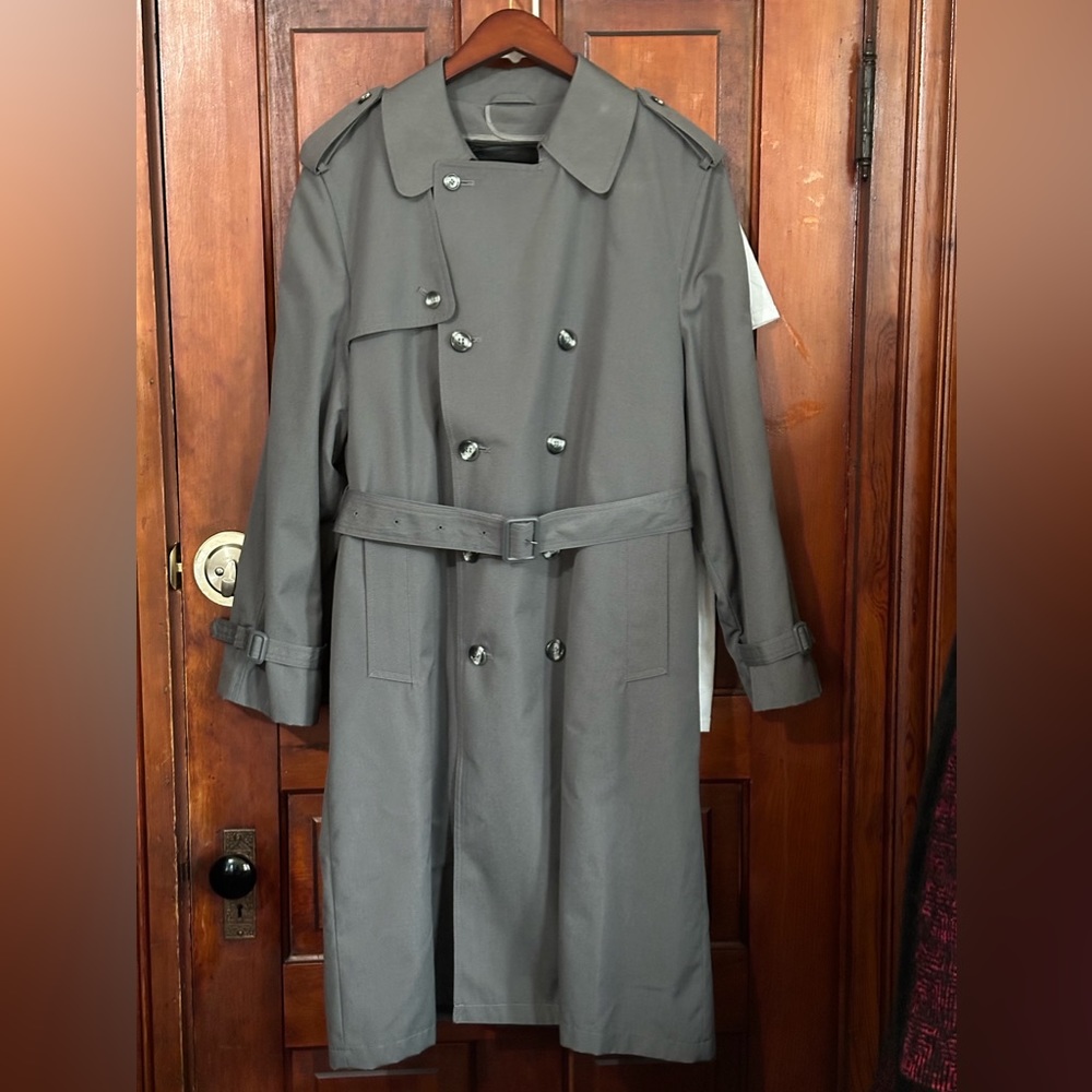 Imperial By Haggar 40 REG Gray Lined Double Breasted Trenchcoat